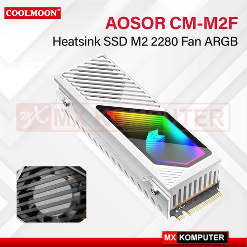 COOLMOON AOSOR CM-M2F Heatsink SSD M2 SATA NVME 2280 FAN ARGB