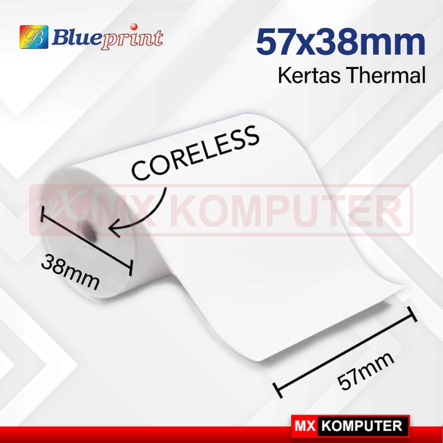 Kertas Termal Roll Kasir Blueprint Lite Thermal Paper 57x38 mm