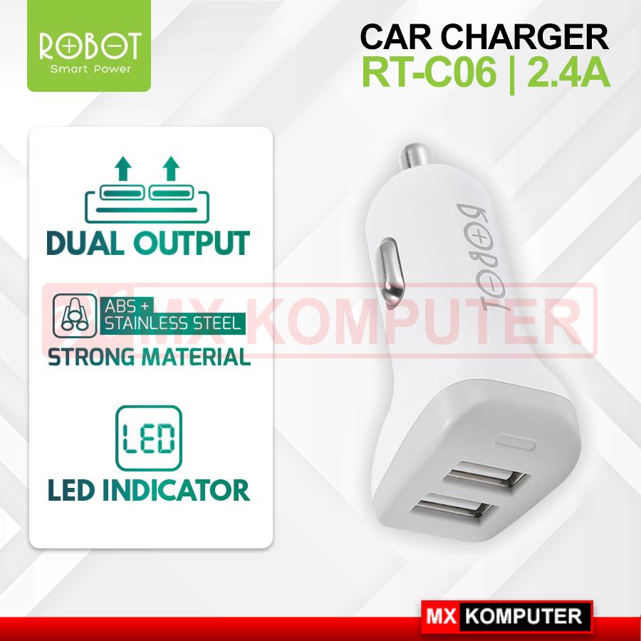 ROBOT Car Charger Mobil RT-C06 Dual USB Output 2.4 A original