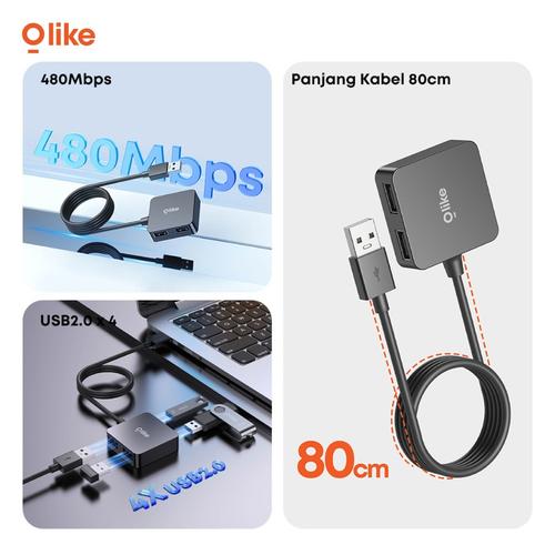 OLIKE USB HUB DHU03 4 Port USB 2.0 High Speed Power Adapter