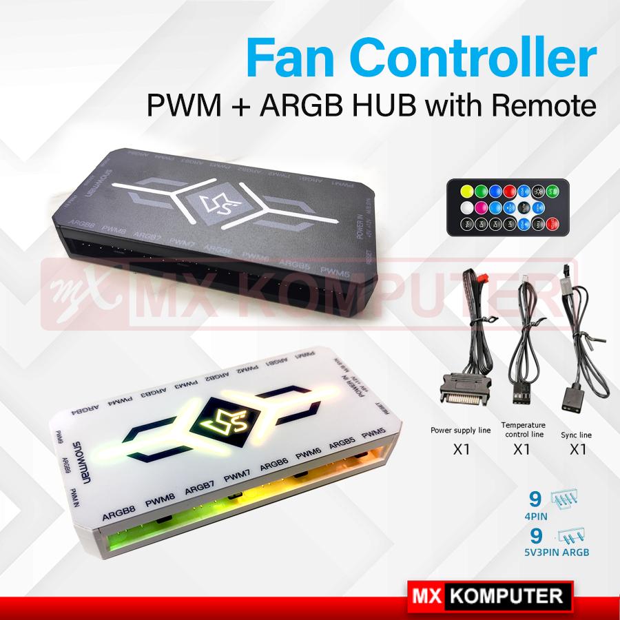 RGB Fan Controller + Remote 4pin PWM + 3pin 5V ARGB - Putih