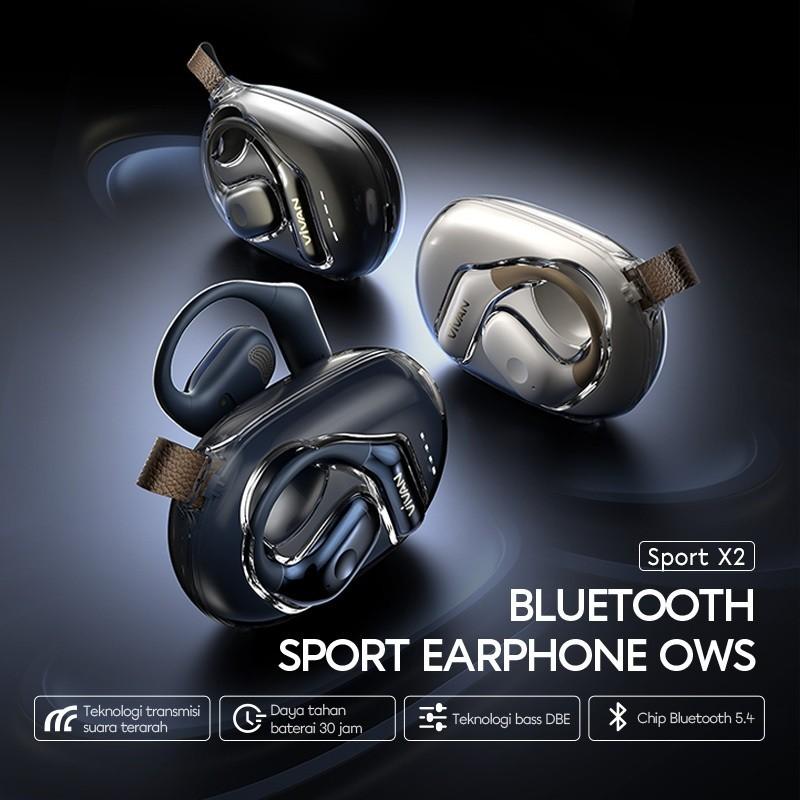 VIVAN SPORT X2 OWS Open Ear True Wireless IPX5 Dual ENC Audio Hi-Dynamic Bluetooth 5.4 - Cosmic Black