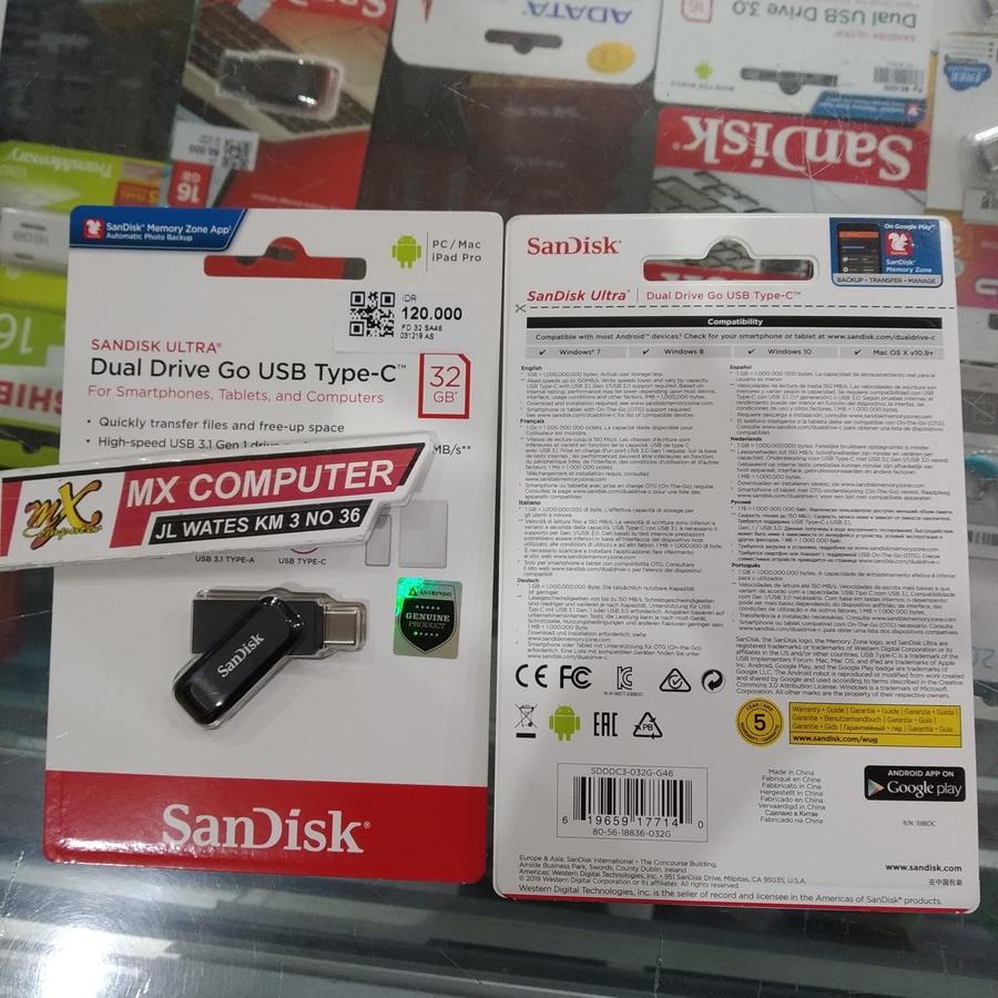 SanDisk Flashdisk OTG Type C 32GB 32 GB USB 3.1 Up to 150MBps