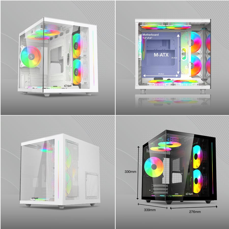 Casing ENLIGHT Z8 PC Case Tampered Glass M-ATX Support WaterCooling 240-280