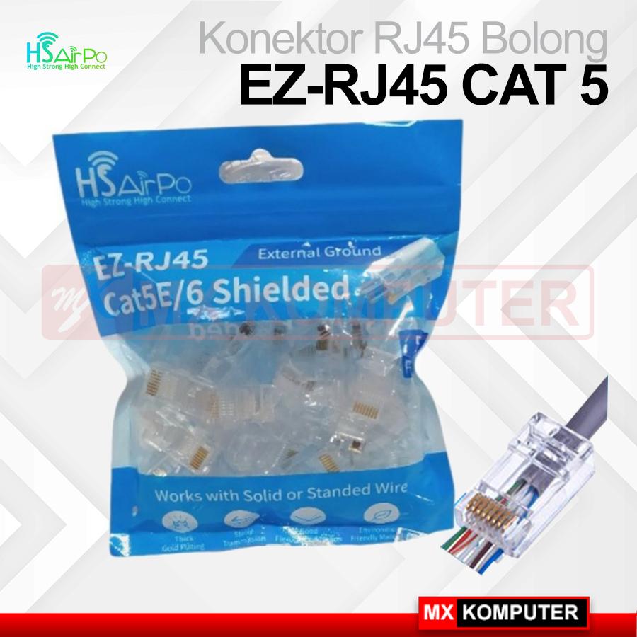 Connector RJ45 UTP HSAIRPO EZ Cat 5/6 Shielded (Anti gagal) Konektor