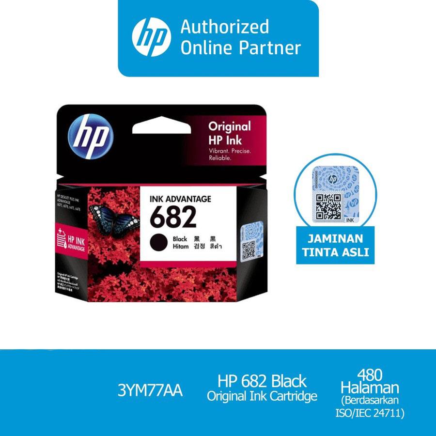 HP 682 Black Original Ink Catridge Tinta Printer Hitam Original