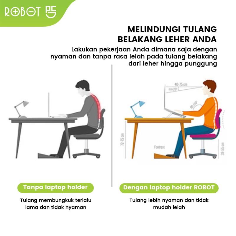 ROBOT Stand Holder Laptop Portable Lipat Anti Slip RT-LS03 Original - Putih