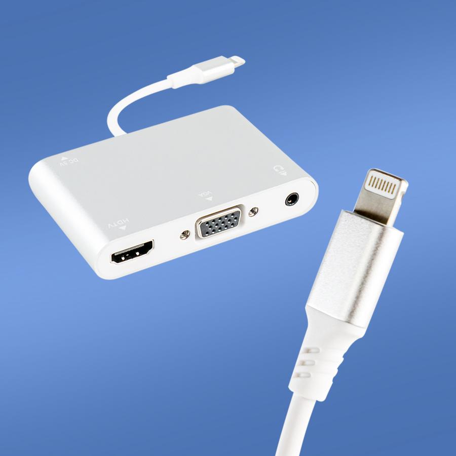 Adaptor Converter Lightning to HDMI VGA with Audio