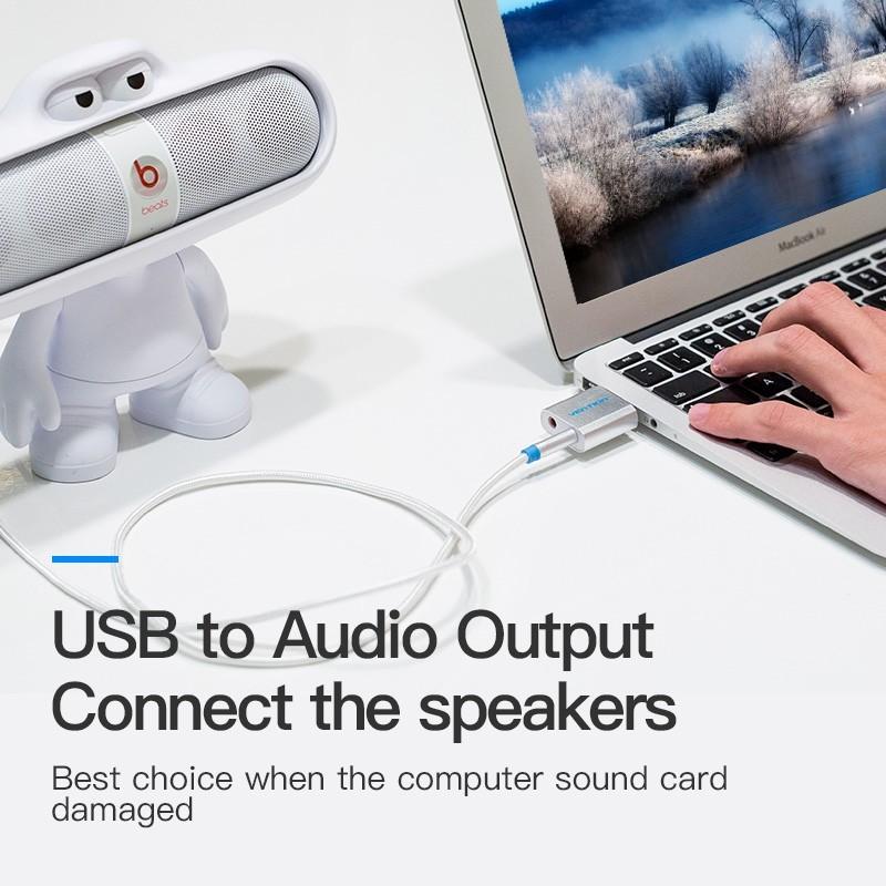 Vention Sound Card Converter USB To 3.5mm Splitter Audio Microphone