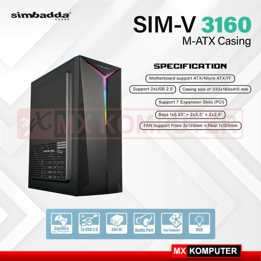 Casing Simbadda SIM V 3160 RGB + PSU 380Watt