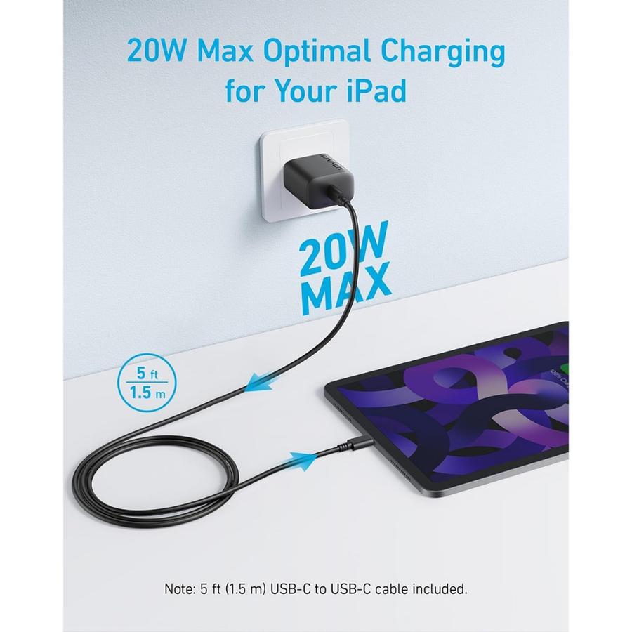 Anker Wall Adaptor Charger Power Port 20W Type C - A2347 - Hitam