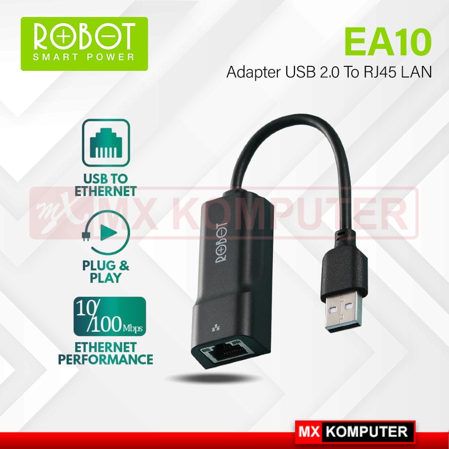 ROBOT EA10 USB Ethernet Adapter USB 2.0 to 10/100 Network LAN Black