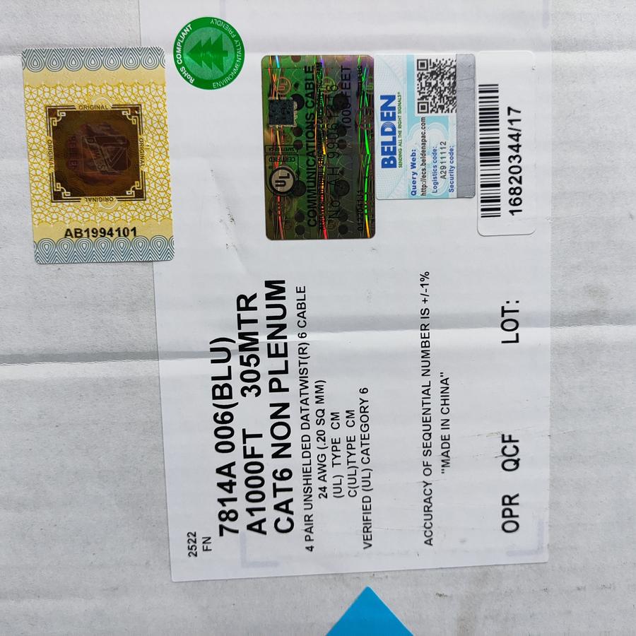 KABEL LAN UTP cat 6 / cat6 BELDEN made in USA meteran / eceran