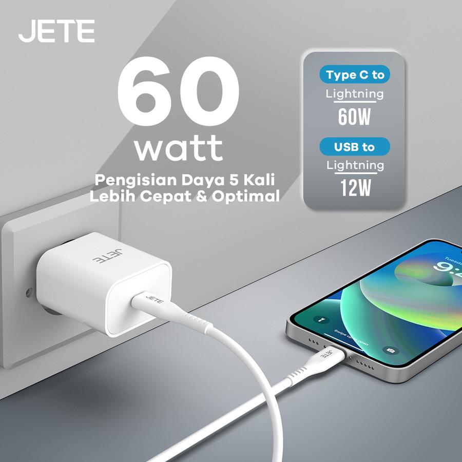 JETE CXM1 MFi Kabel Fast Charger 60W Type C to Lightning