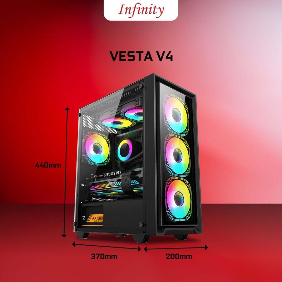 Casing PC INFINITY VESTA V4 Micro ATX Case Tempered Glass