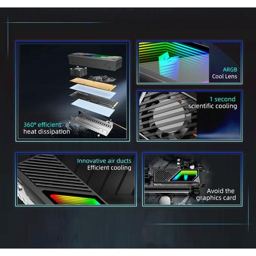 COOLMOON AOSOR CM-M2F Heatsink SSD M2 SATA NVME 2280 FAN ARGB
