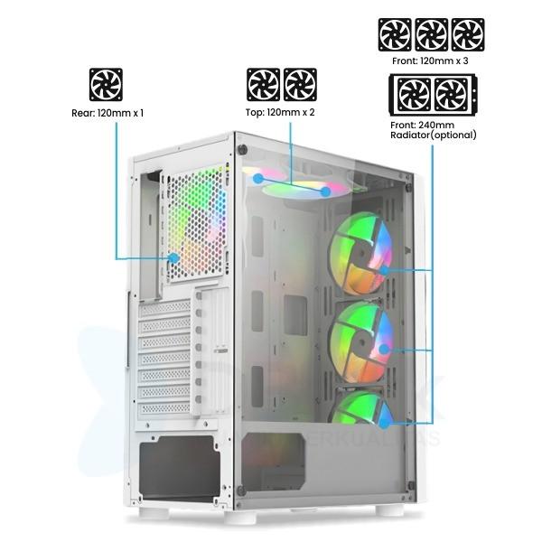 Casing Aula FZ016AW White FZ016A ATX Gaming Case