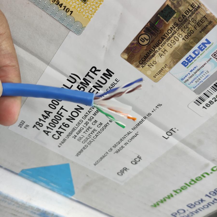 KABEL LAN UTP cat 6 / cat6 BELDEN made in USA meteran / eceran