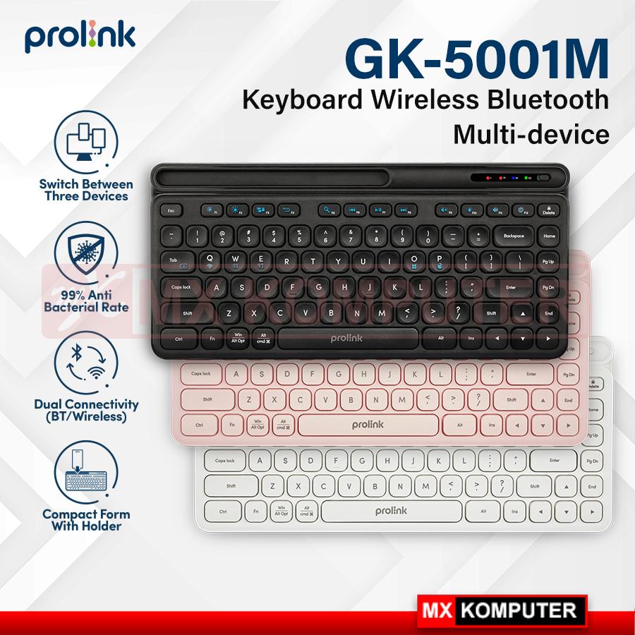 Prolink GK-5001M Keyboard Wireless Bluetooth Multi-device Slim - Putih