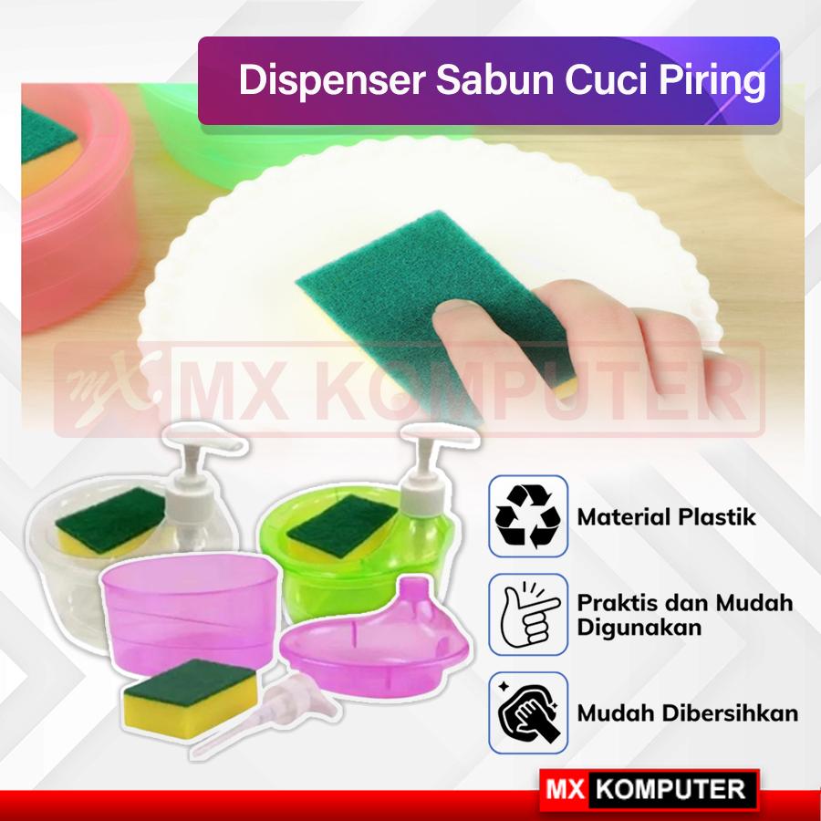 Dispenser Sabun Cuci Piring Tempat Sabun Bulat + Spons Cuci Piring