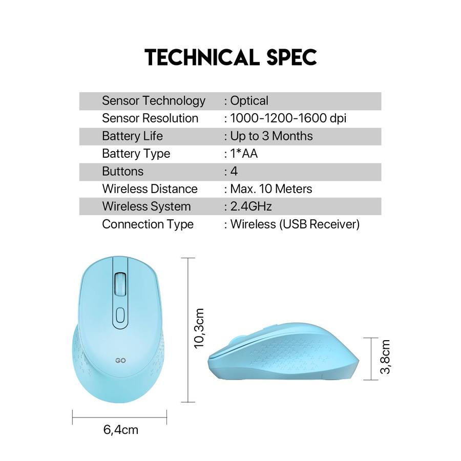 Mouse Wireless Office FANTECH GO W606 2.4Ghz 1600DPI
