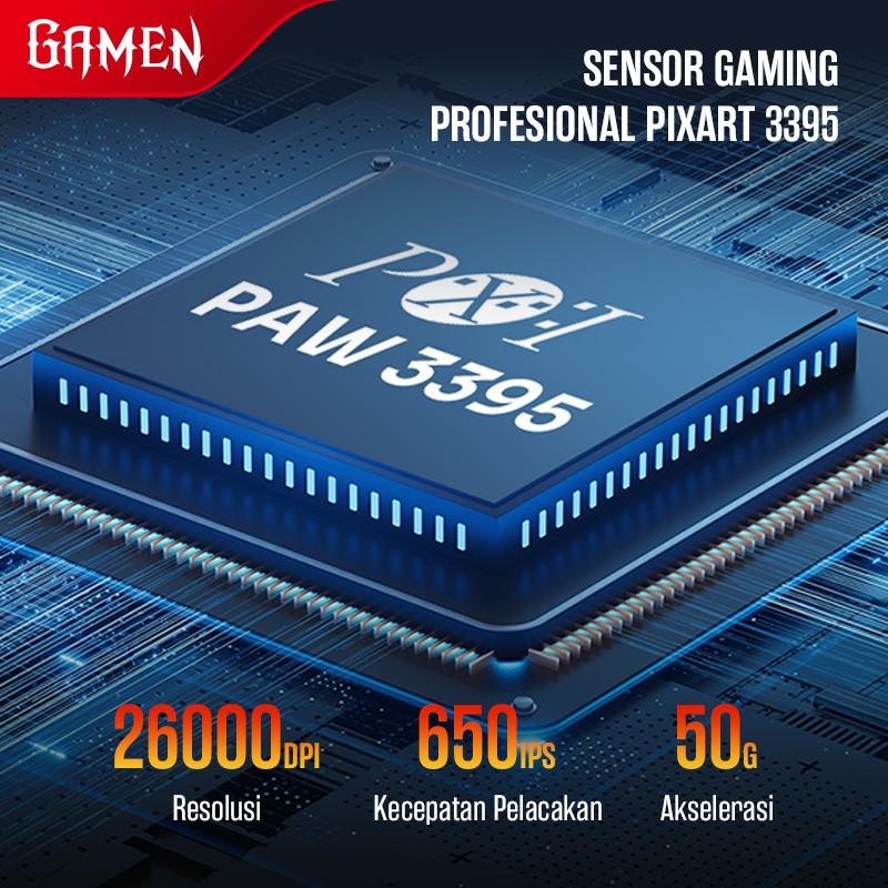 Mouse Gaming GAMEN 3 Mode Wireless Rechargeable Pixart 3395 Master 49g