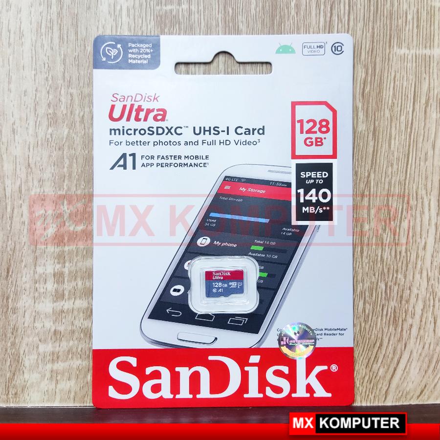 Memory Card MicroSD MIcro SD Sandisk Ultra Class 10 128GB 128 GB A1 - Speed 140MB/s