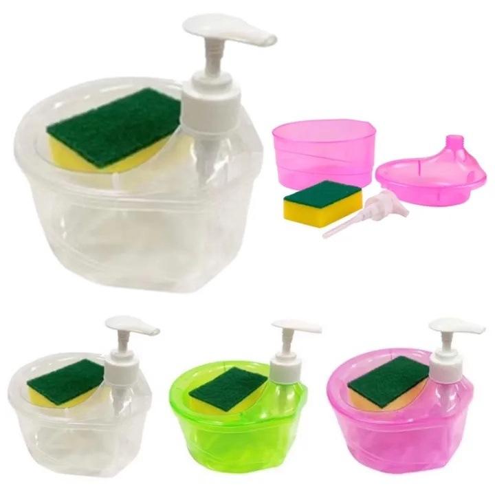 Dispenser Sabun Cuci Piring Tempat Sabun Bulat + Spons Cuci Piring