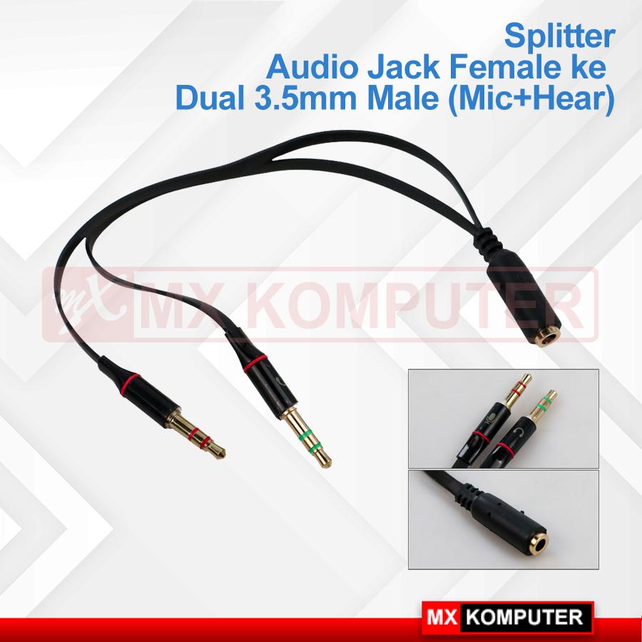 Converter Kabel Jack 3.5mm 1 Female Ke 2 Male Splitter Audio Mic Heads - Model 2