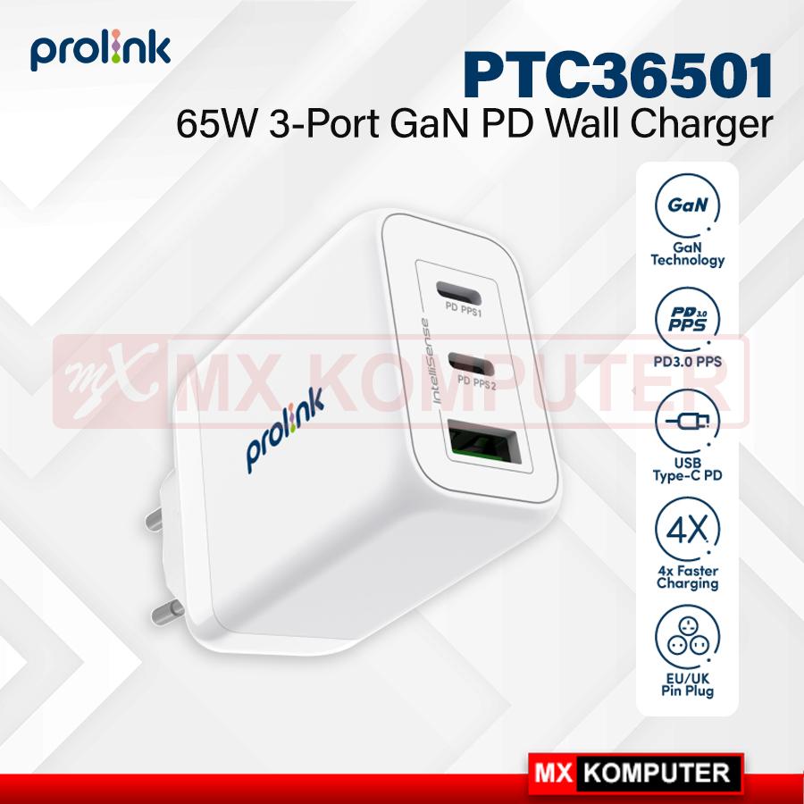 Prolink 65W PTC36501 l 3-Port l GaN PD Quick Charger