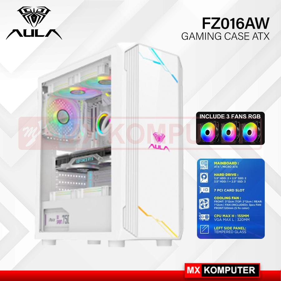 Casing Aula FZ016AW White FZ016A ATX Gaming Case