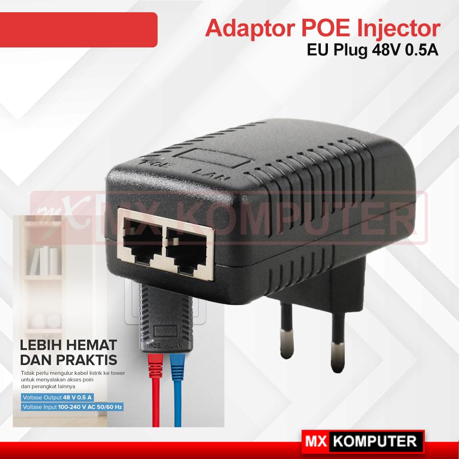 Adaptor POE Injector Ethernet EU Plug 48V 0.5A
