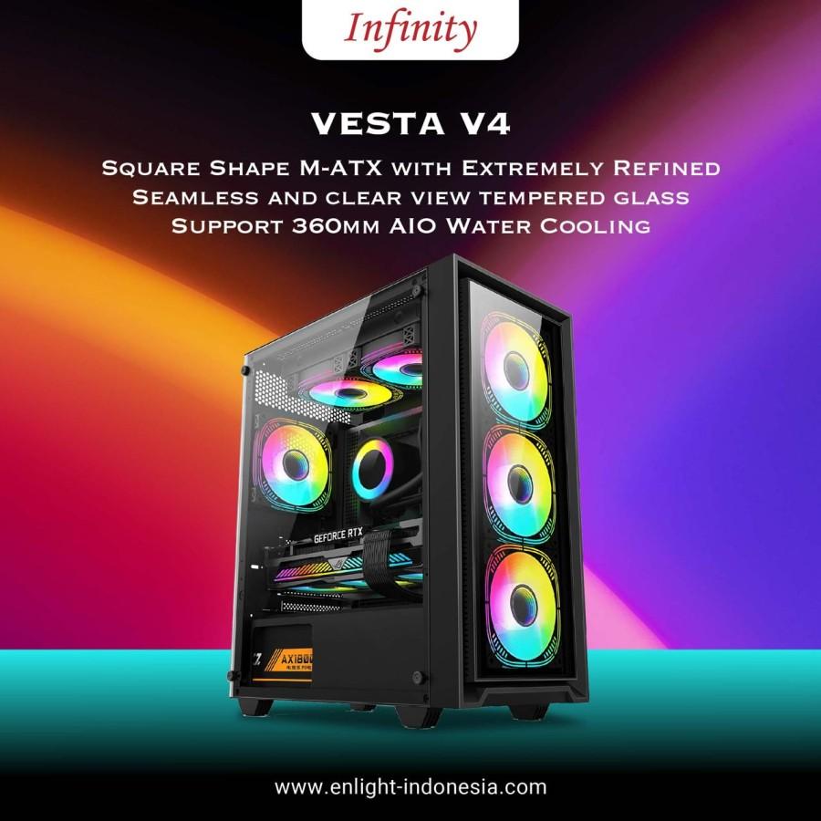 Casing PC INFINITY VESTA V4 Micro ATX Case Tempered Glass