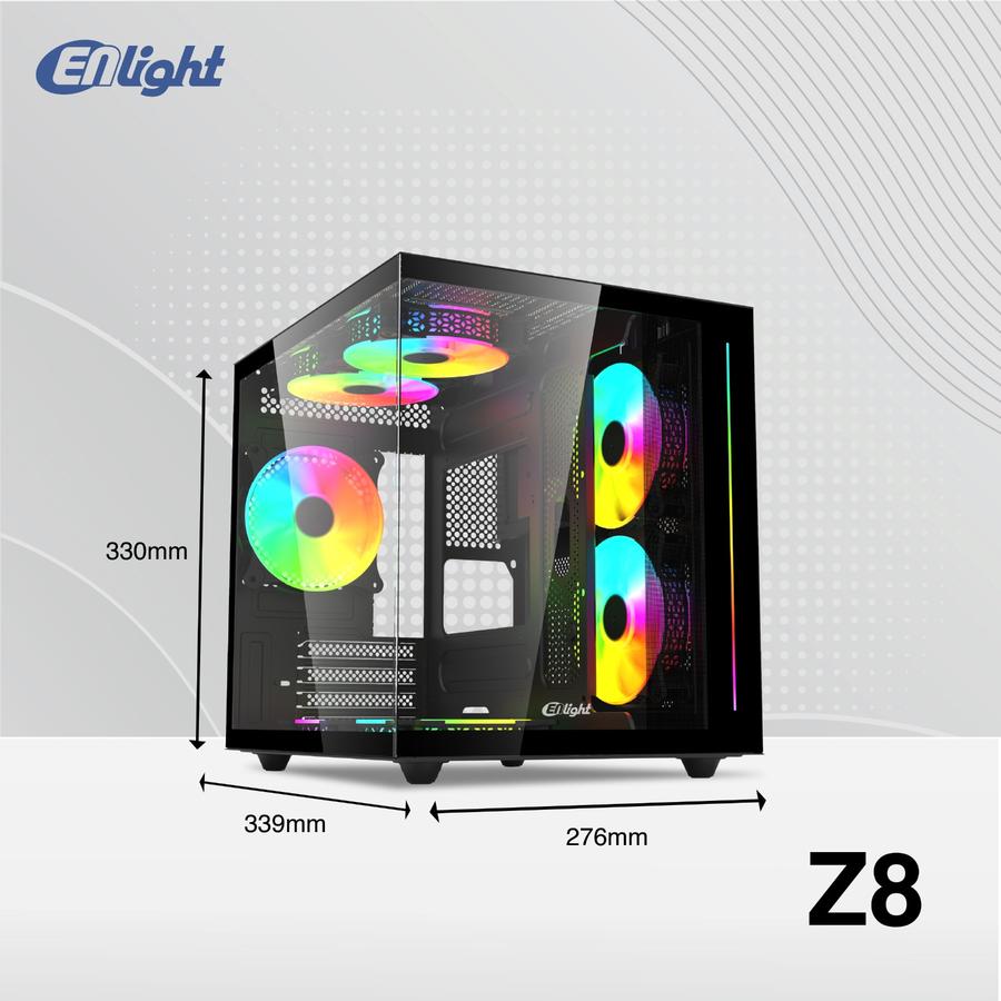 Casing ENLIGHT Z8 PC Case Tampered Glass M-ATX Support WaterCooling 240-280