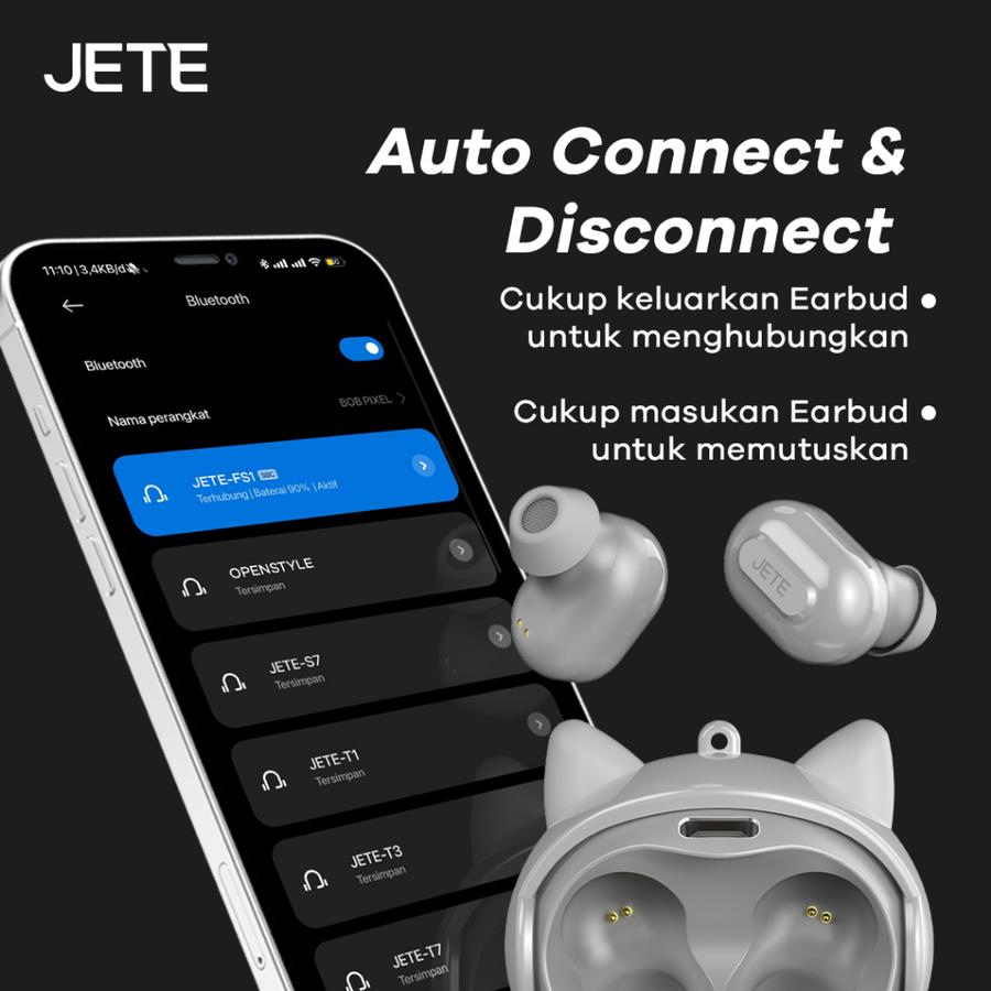 TWS Earbuds Headset Bluetooth Karakter JETE FS1 - Yellow Dog