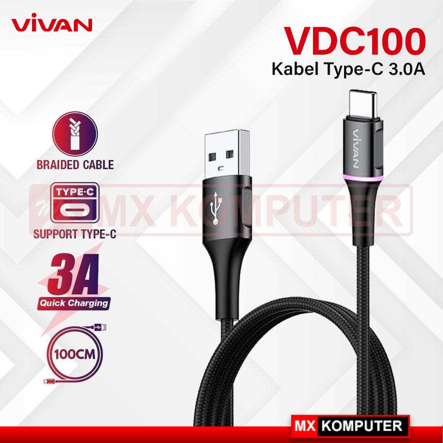 Vivan Kabel Data Type C Quick Charger VDC100 Kabel Data Charger Type C