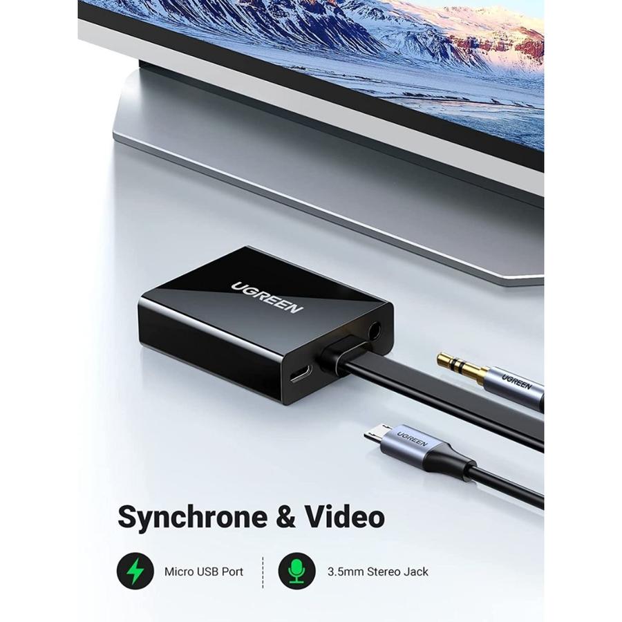 UGREEN Kabel Converter HDMI To VGA Female 1080P @60Hz Audio Port 40248