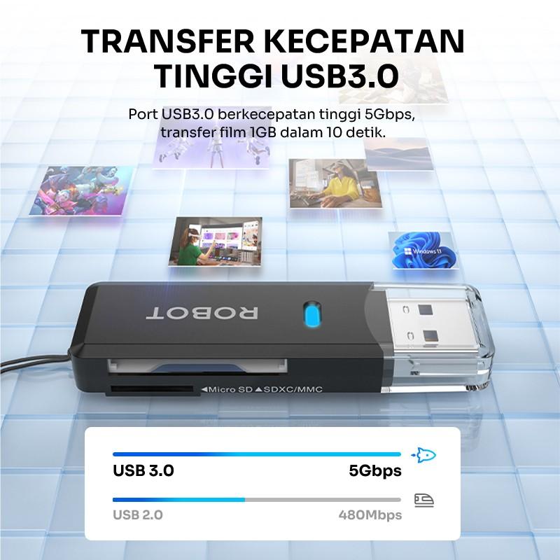 Card Reader ROBOT CR102S USB 3.0 Cap Design with 2 Slot