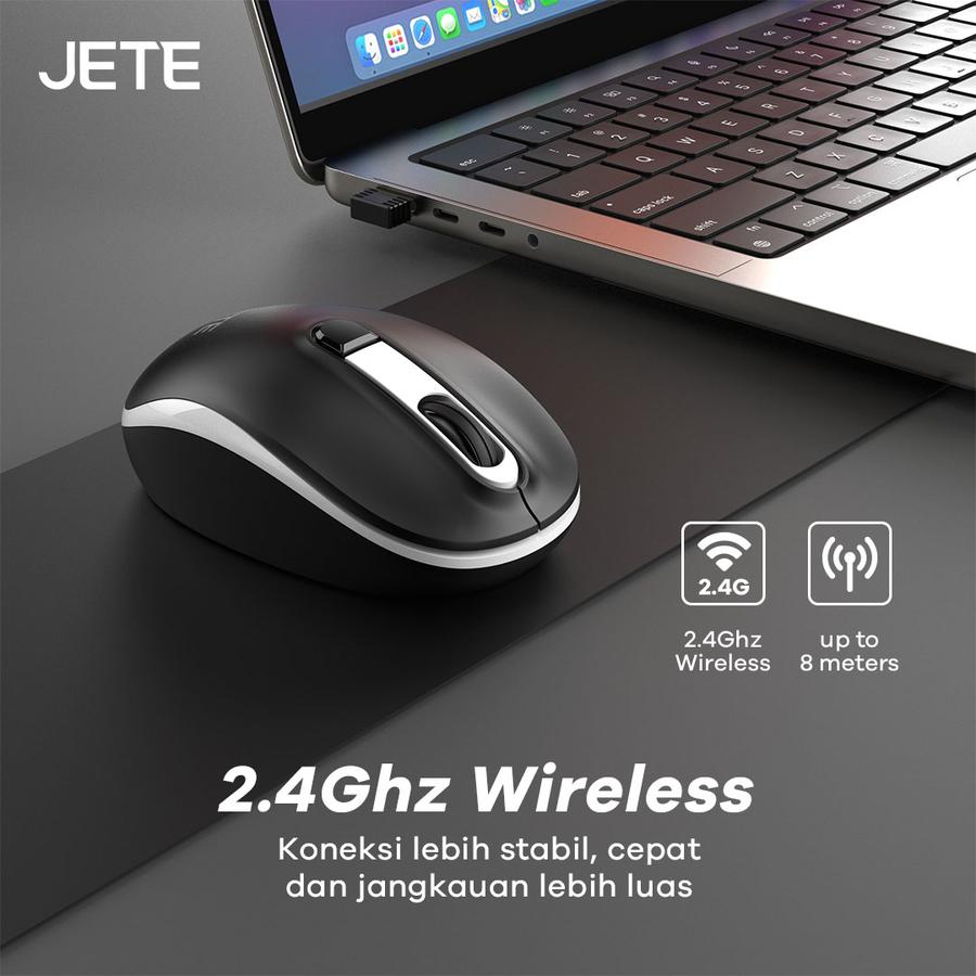 Mouse Wireless JETE MS101 with 3 Level DPI Ergonomis Design - Hitam
