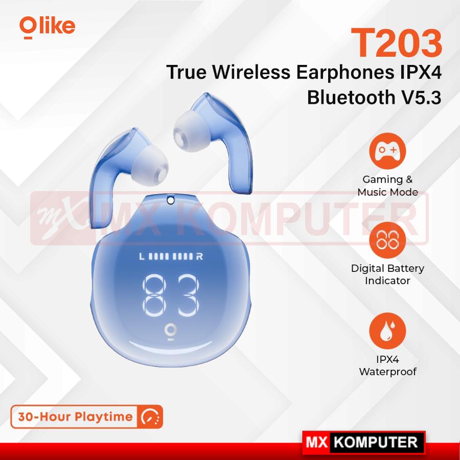 OLIKE Wireless Bluetooth Earphone TWS T203 | Headset Bass Audio IPX4 - Bubble Gum
