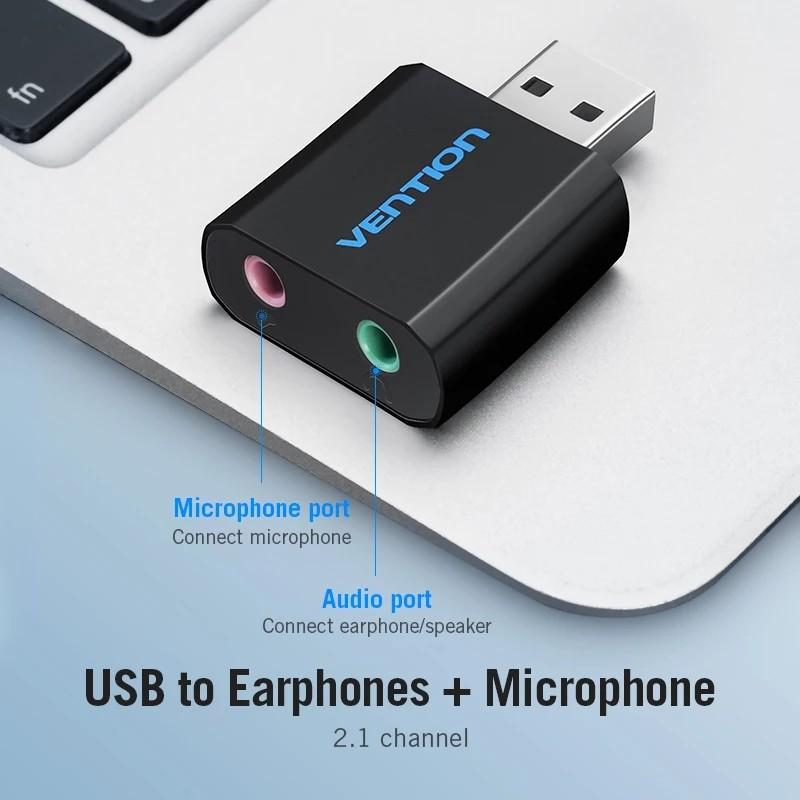 Vention Sound Card Converter USB To 3.5mm Splitter Audio Microphone
