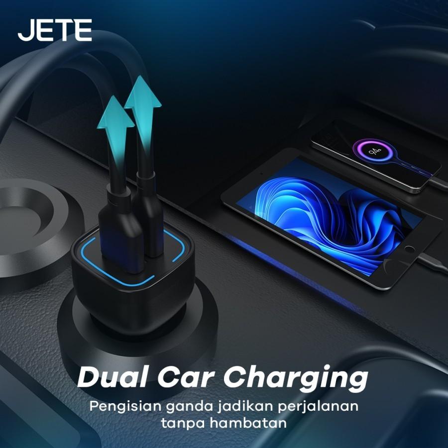 JETE R3 Charger Mobil | Car Charger Dual Output USB & Type-C PD 20W + QC 18W - Hitam