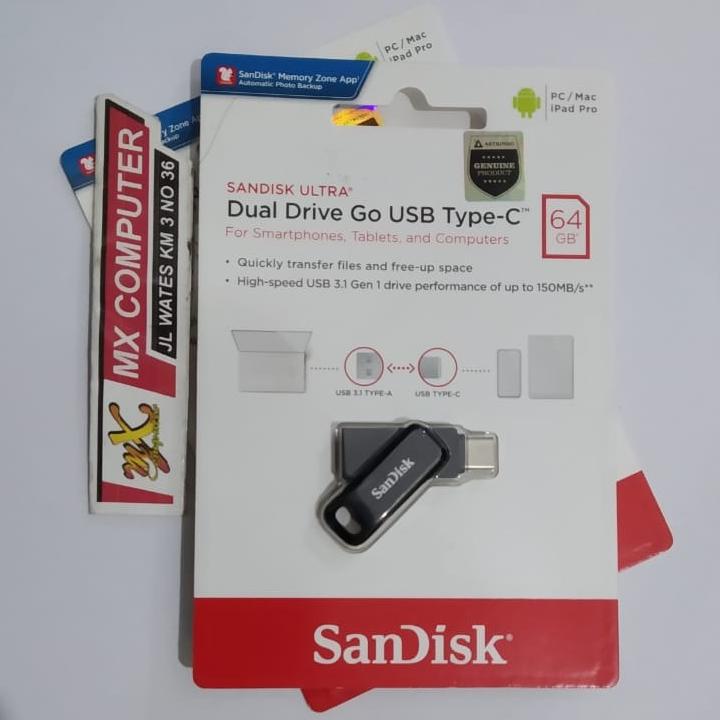 Sandisk OTG 64GB USB Type-C USB 3.1 Ultra Dual Drive Go Up To 150Mb/s