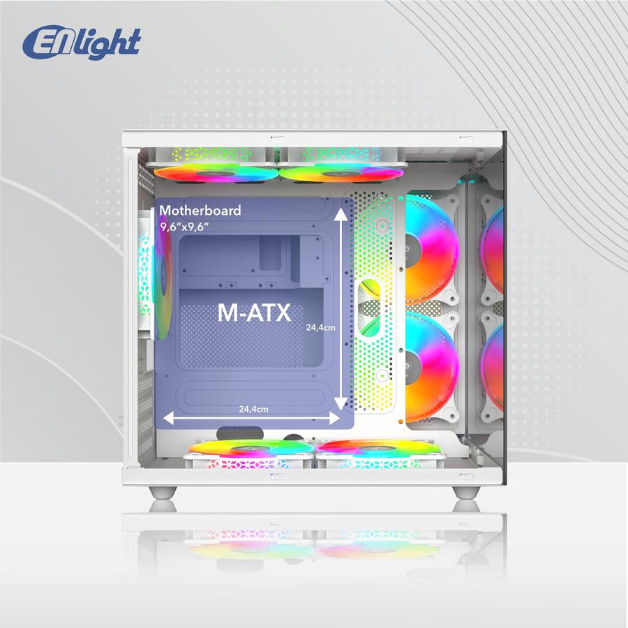 Casing ENLIGHT Z8 PC Case Tampered Glass M-ATX Support WaterCooling 240-280