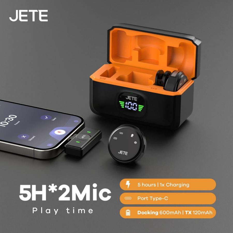 Microphone Wireless JETE MP1 Magnetik Type C Plug and Play with Charging Dock