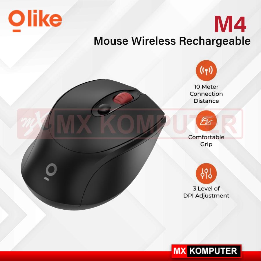 Olike M4 Rechargeable Mouse Wireless 1600 DPI - Hitam