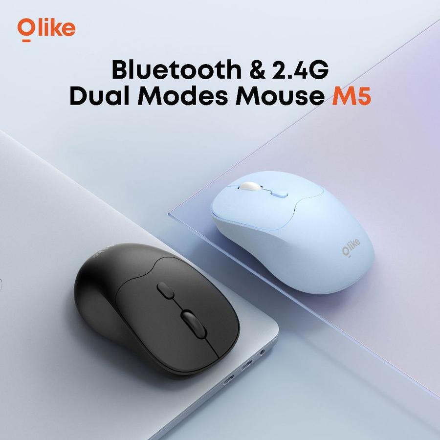 OLIKE M5 Wireless Mouse DUAL MODE USB Dongle - Bluetooth Silent Click Optical 1600DPI