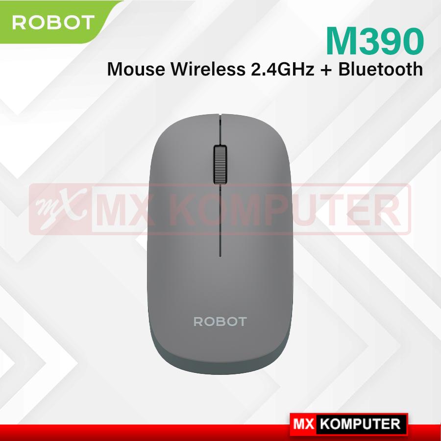 Robot M390 Mouse Silent Click Bluetooth + Wireless 2.4Ghz 1600DPI