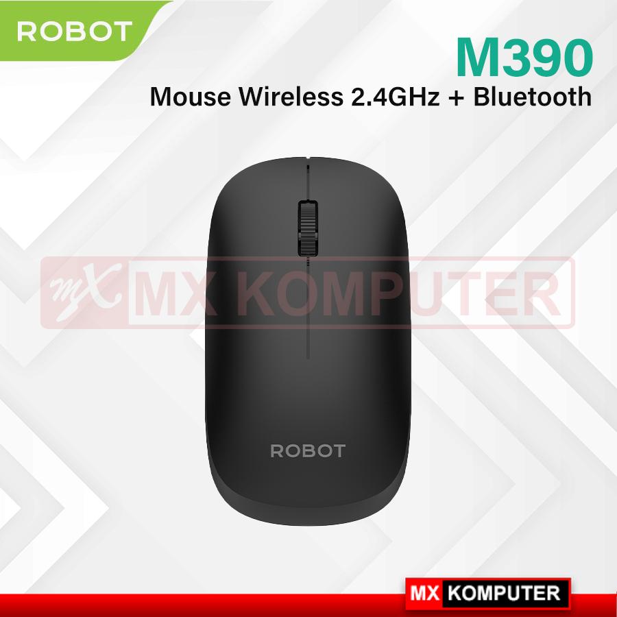 Robot M390 Mouse Silent Click Bluetooth + Wireless 2.4Ghz 1600DPI