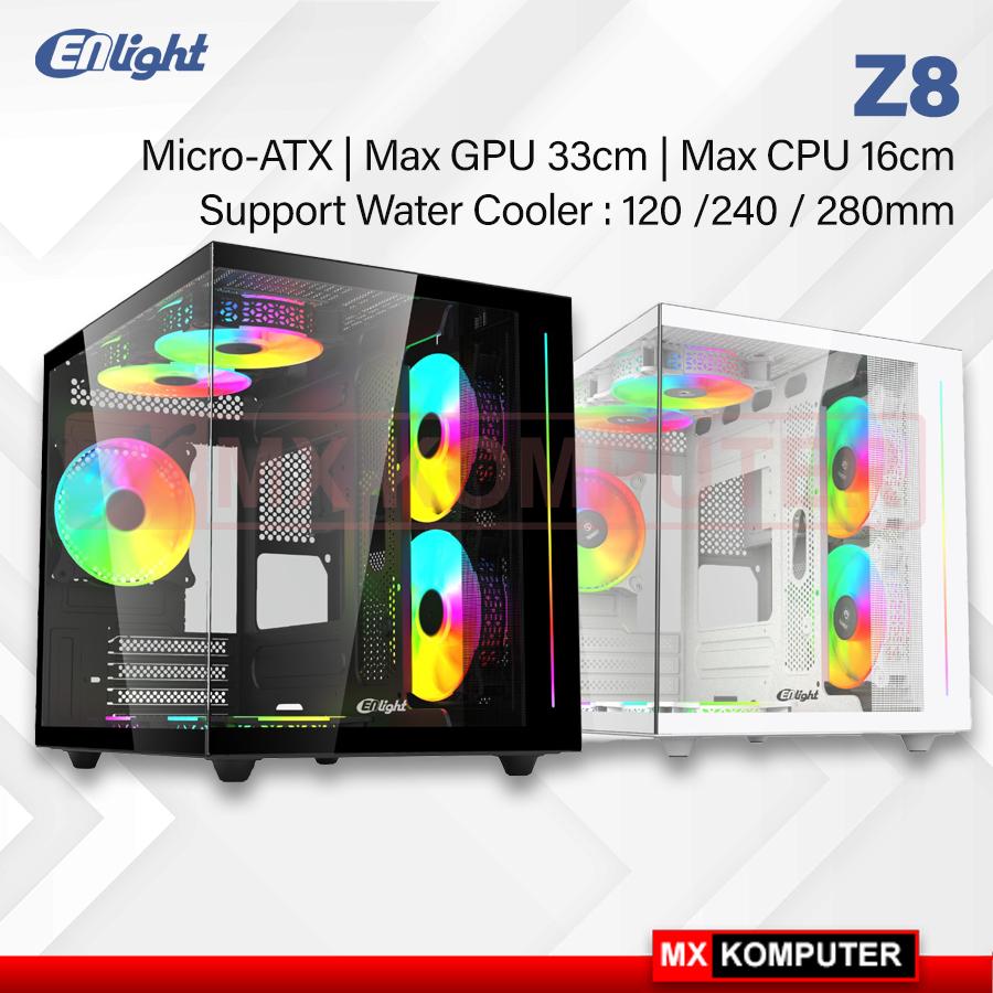 Casing ENLIGHT Z8 PC Case Tampered Glass M-ATX Support WaterCooling 240-280